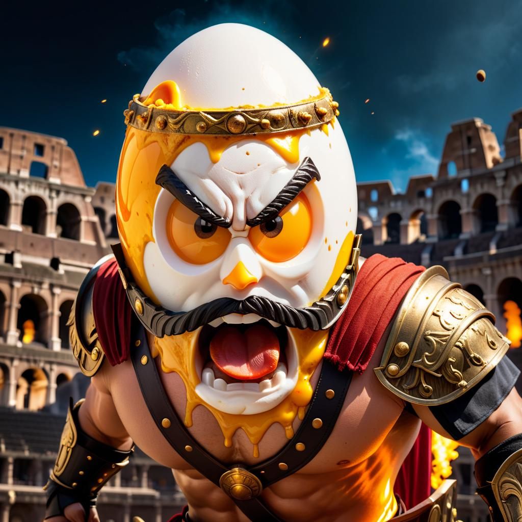 Roman Warrior Egg in Colosseum with Explosions