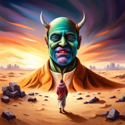 Demonic Genie Graffiti Art in Arabian Desert
