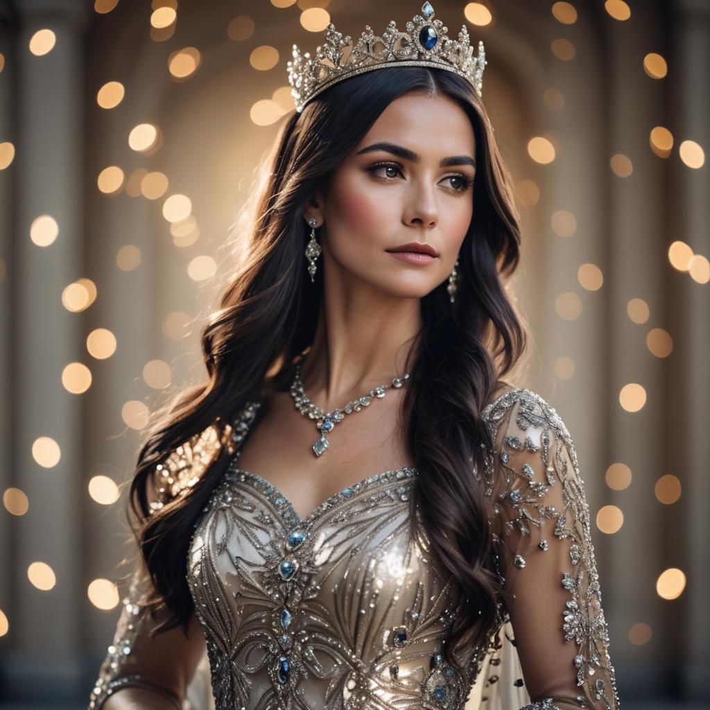 Elegant Woman Wearing Crown Jewels, Professional Photography