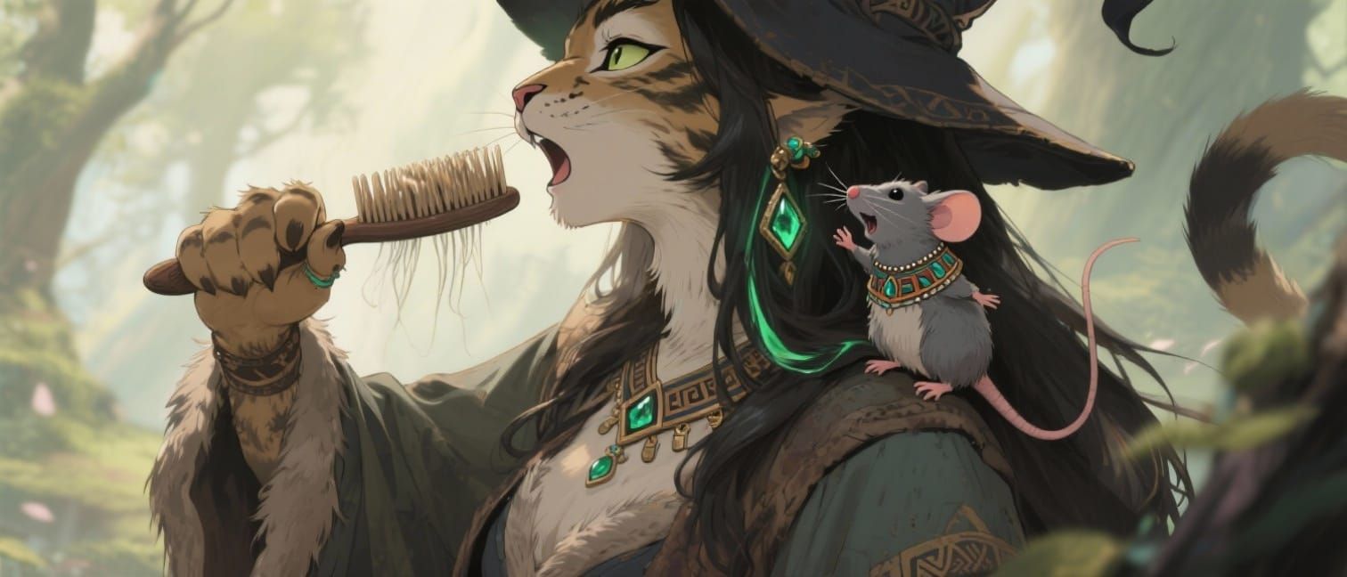 Enchanting Anime Lynx Sings with Mouse Companion