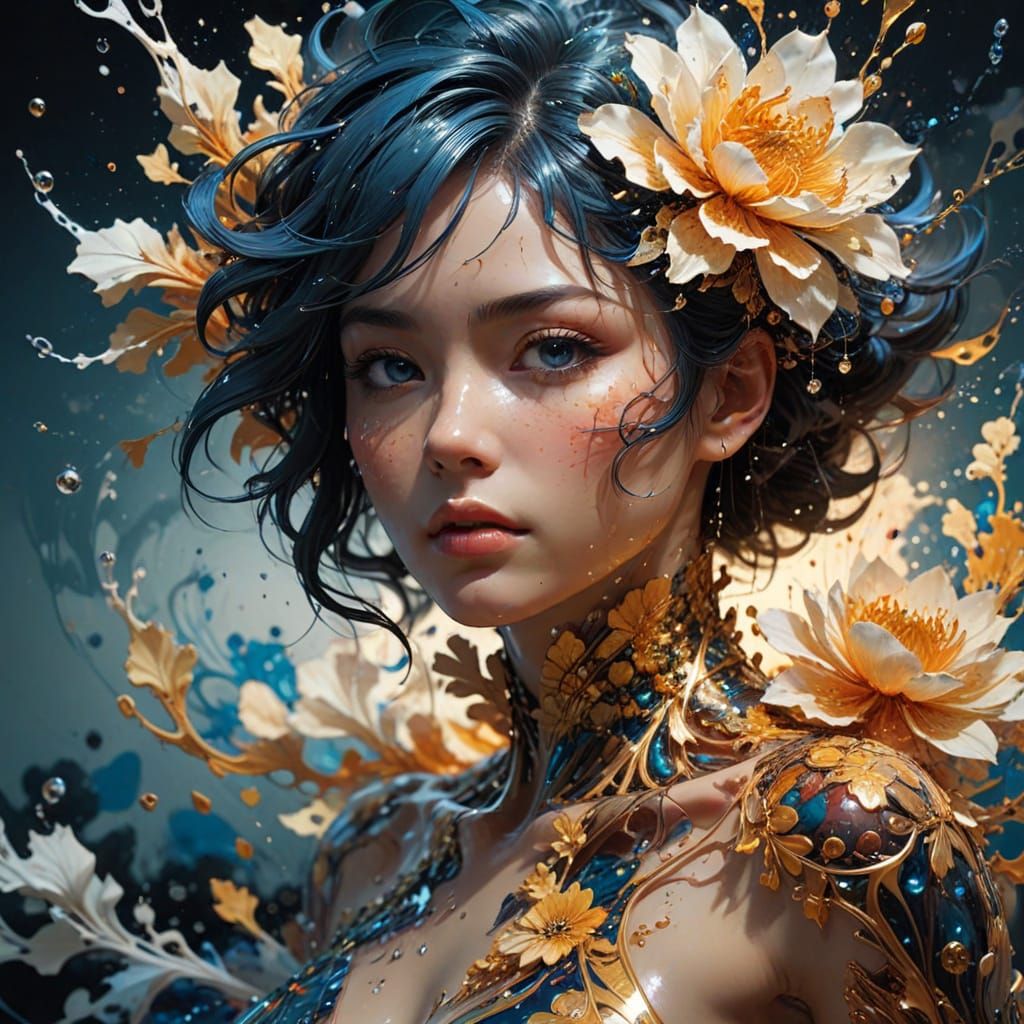 Vibrant Fractal Flower in Splashing Colors