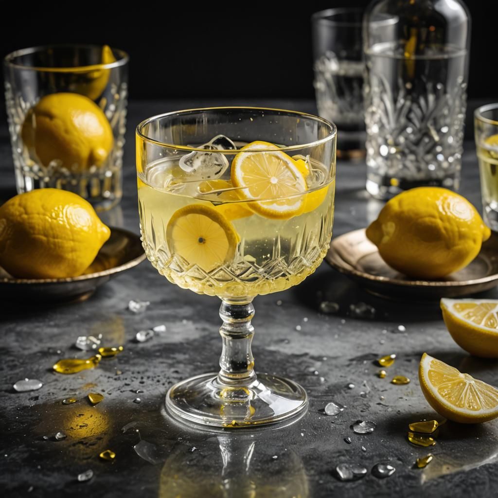 Icy Limoncello in Crystal Glass with Lemon Slice