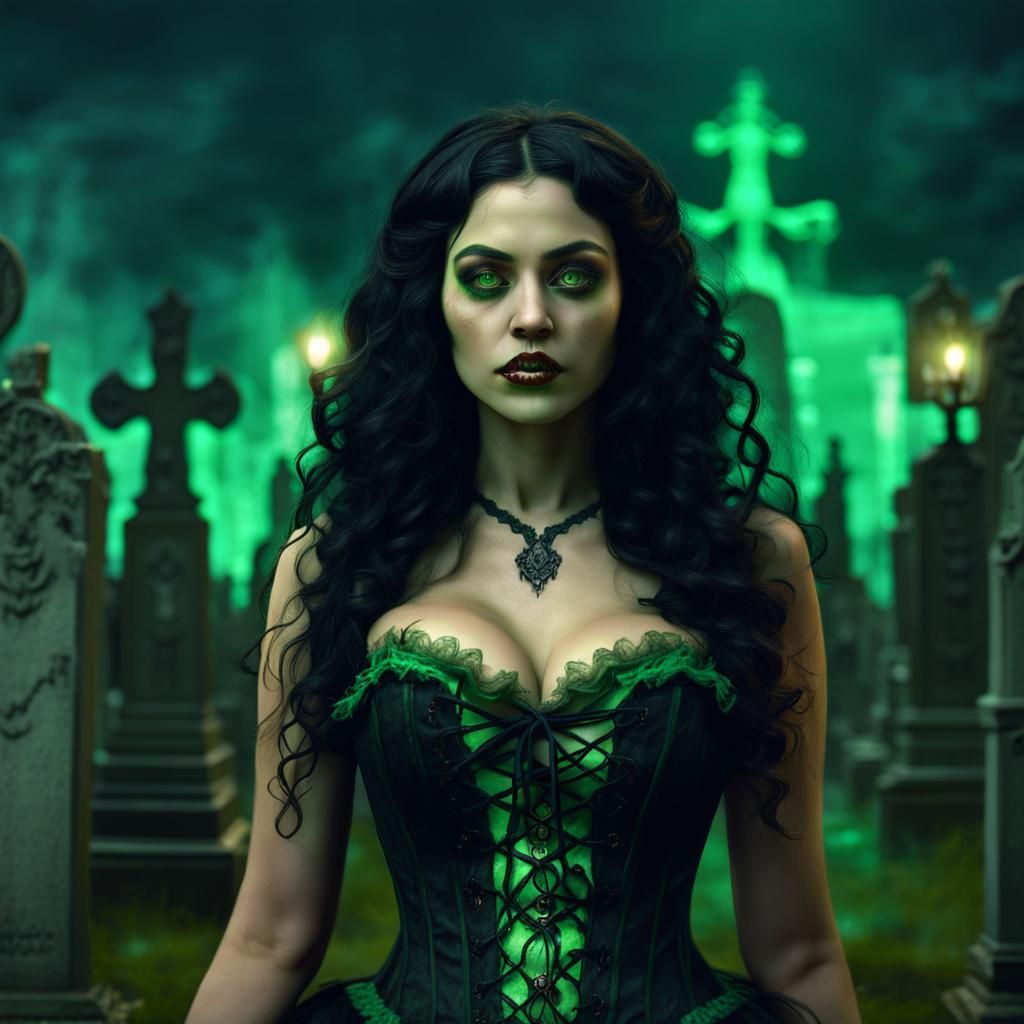 Cajun Bayou Witch Summoning Ghosts: Detailed Matte Painting