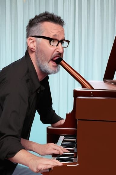 Harland Williams Plays Piano With Large Eyeglasses