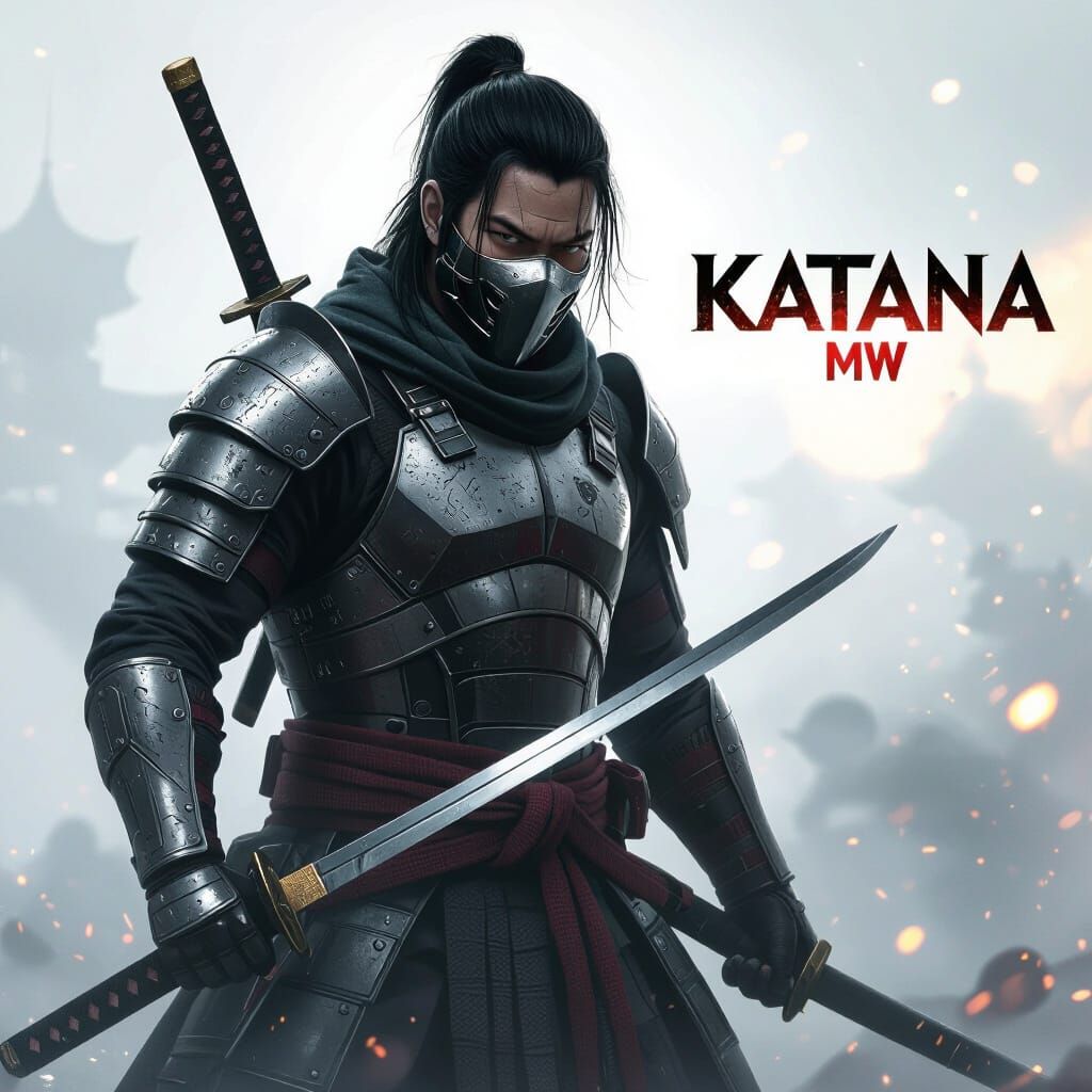 Armored Katana Warrior in a Foggy Battlefield