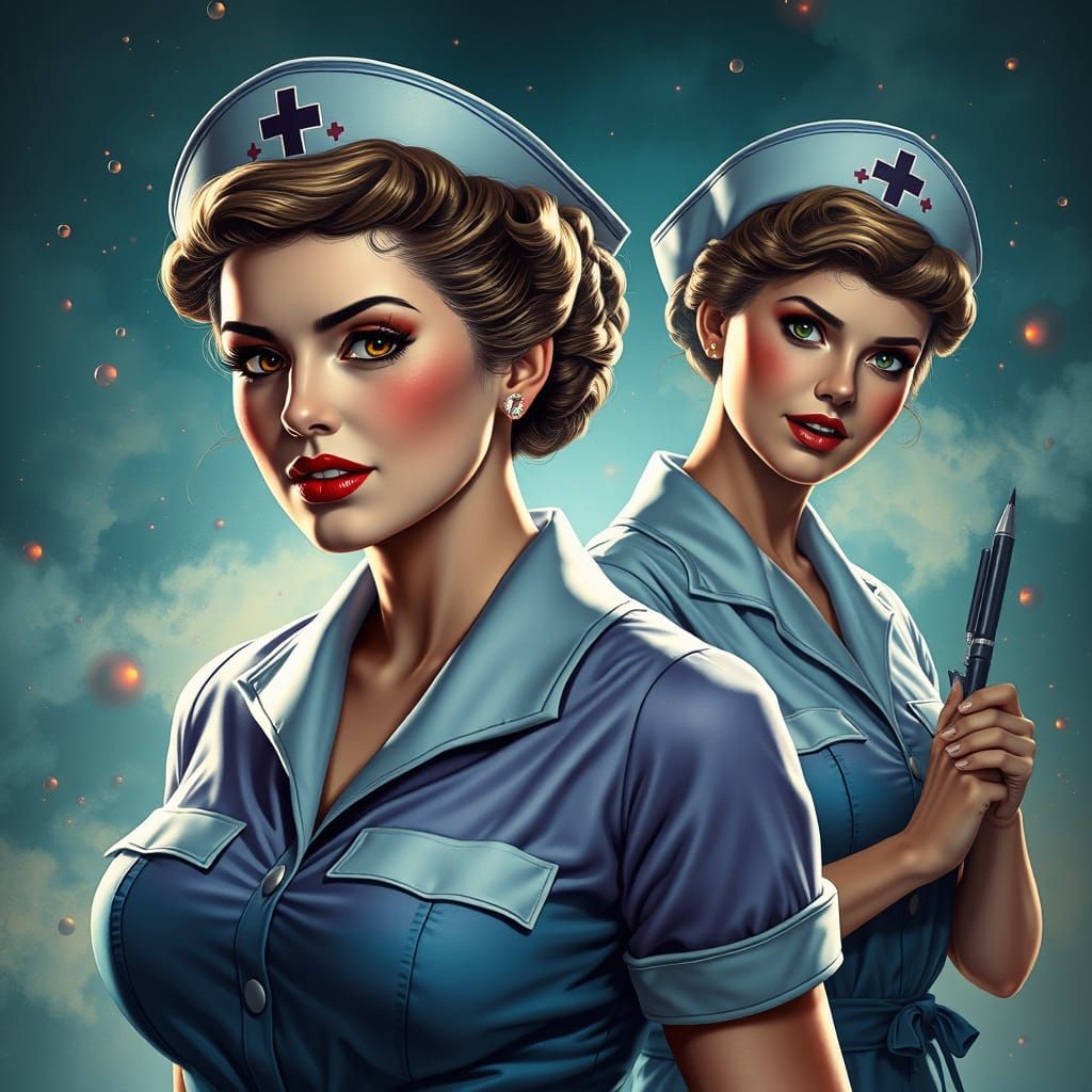 Vintage Pin Up Girls in WW2 Era Fantasy