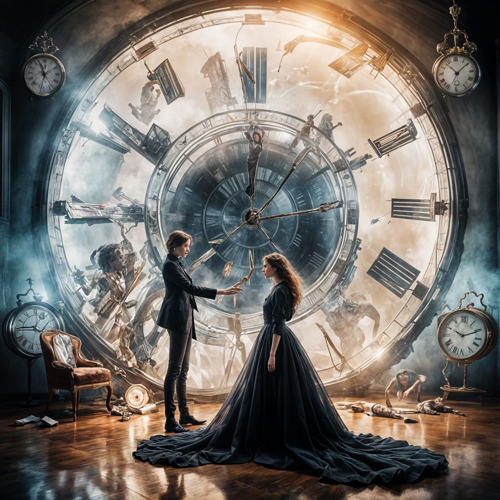 Ethereal Ladies Engage in Dramatic Conversation in a Surreal...