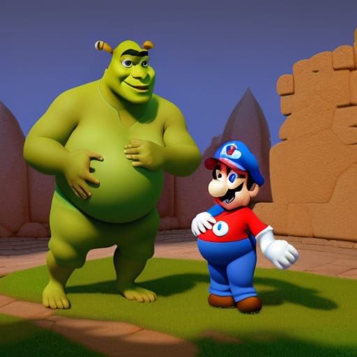 Shrek and Mario Pregnant: Pixar-Style 3D Digital Art