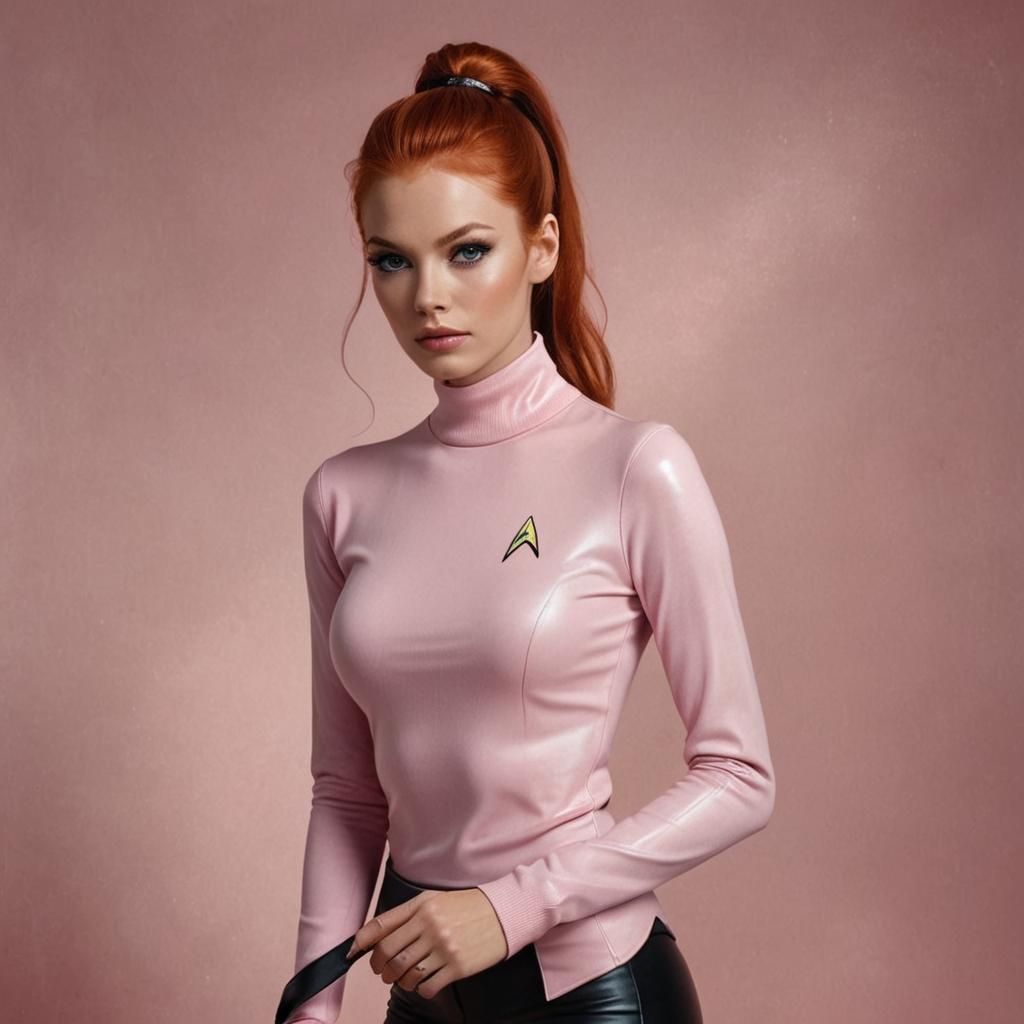 Swedish Supermodel in Pink Star Trek Uniform - Studio Photog...