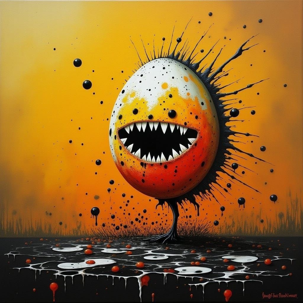 Angry Egg in Dark Fantasy Style