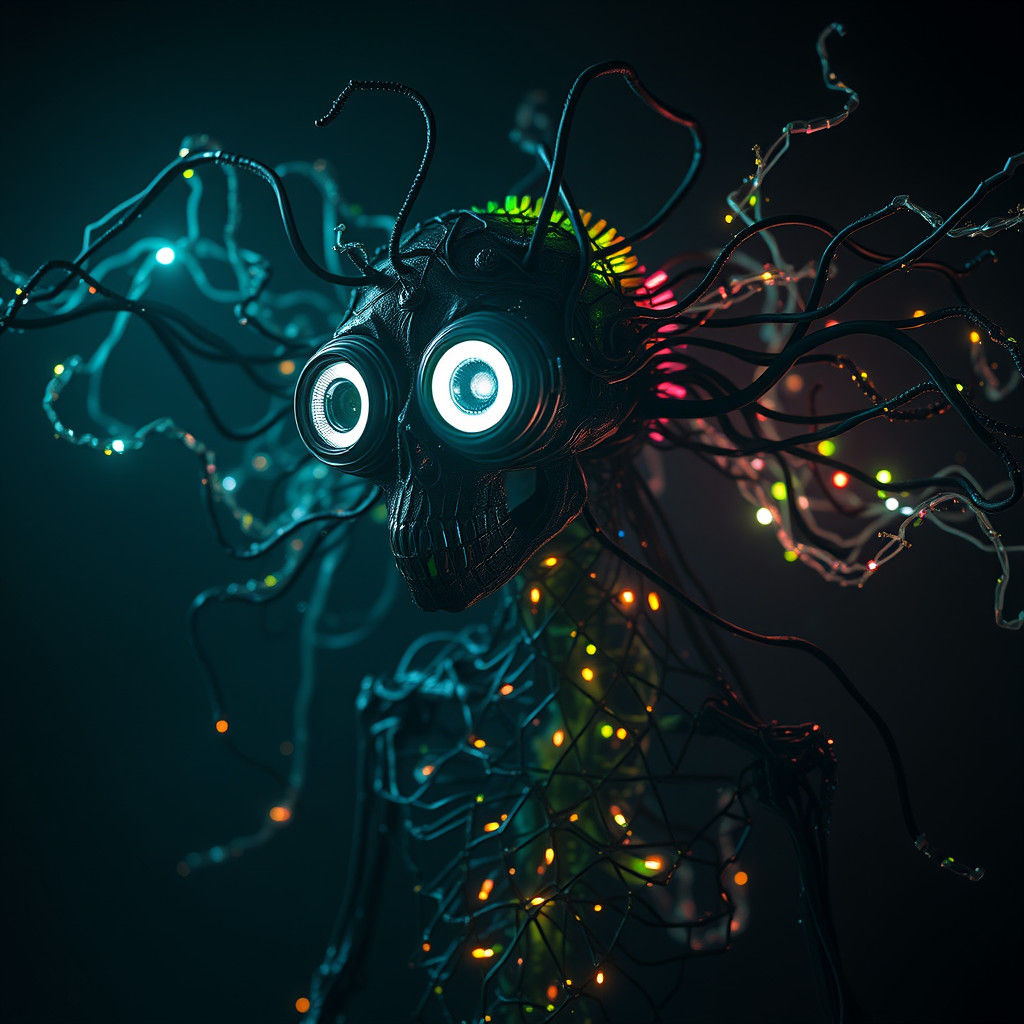 Ethereal Undead Punk Entity in Chiaroscuro Style