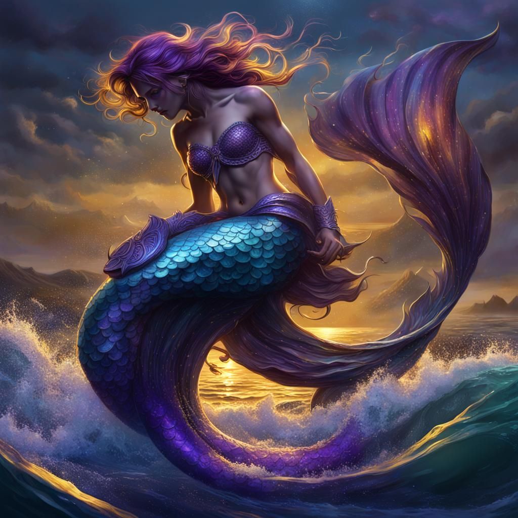 Hyperdetailed Mermaid in Dark Fantasy Style