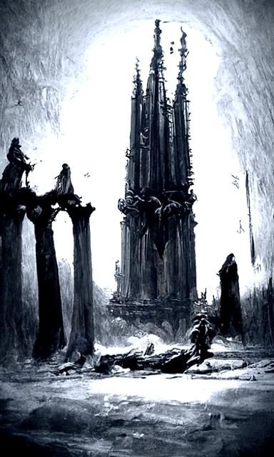 Gothic Cathedral Interior in Black and White
