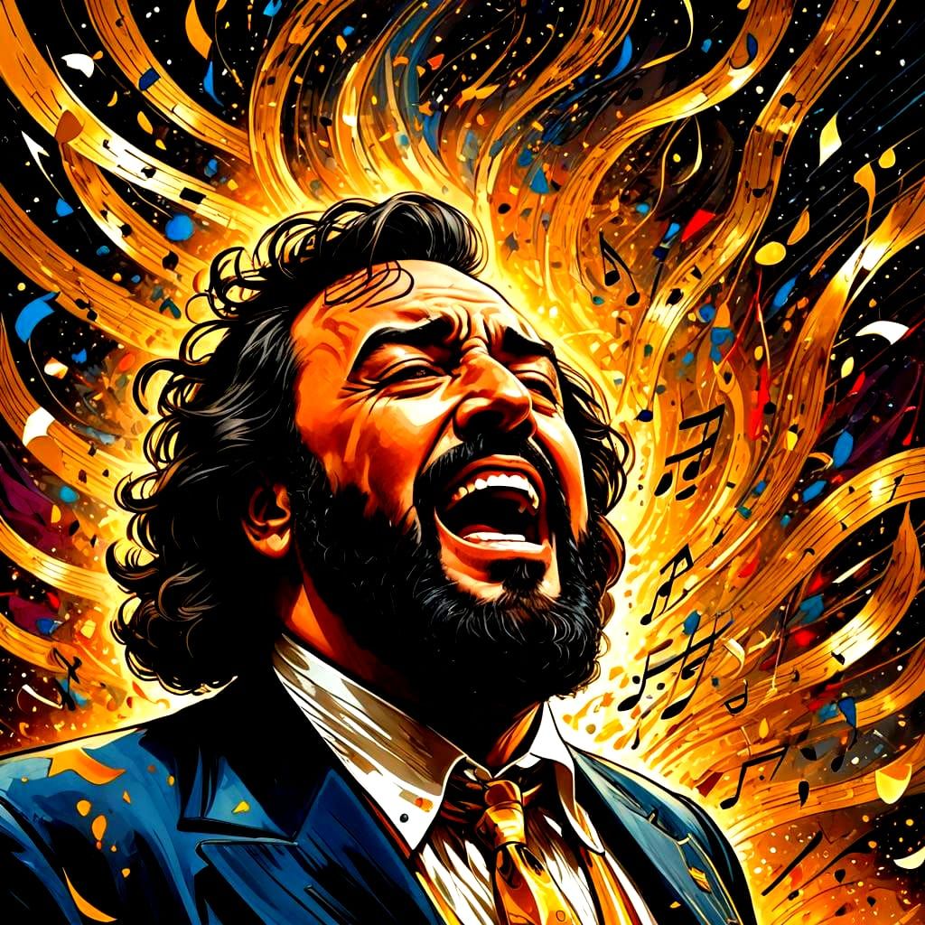 Pavarotti's High Note in Comic Book Art