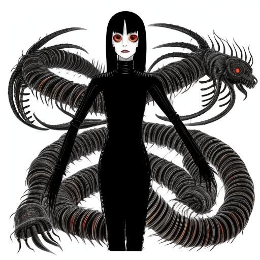 Disturbing Centipede Human Hybrid: Junji Ito Manga Style