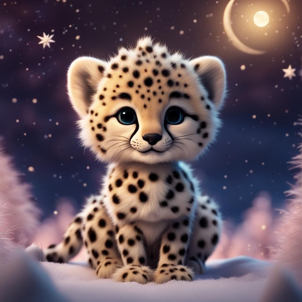 Adorable Baby Cheetah in Winter Wonderland