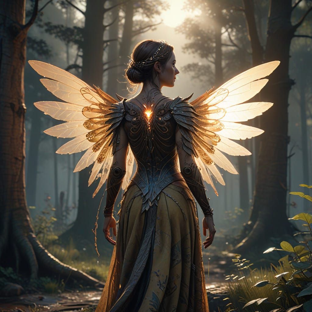 Ethereal Fantasy Villager with Delicate Wings