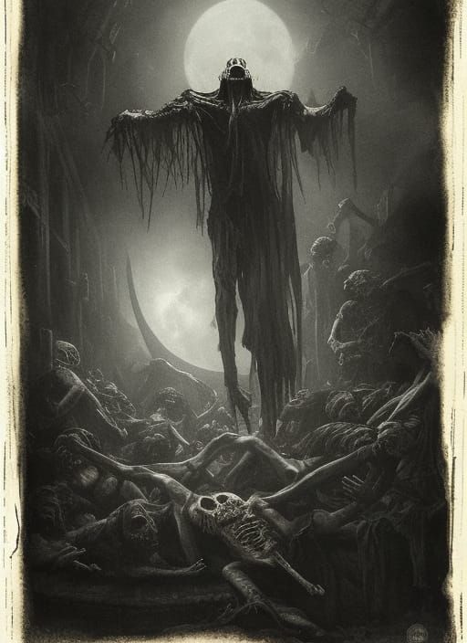 Undead Wraith Rising in Dark Cemetery