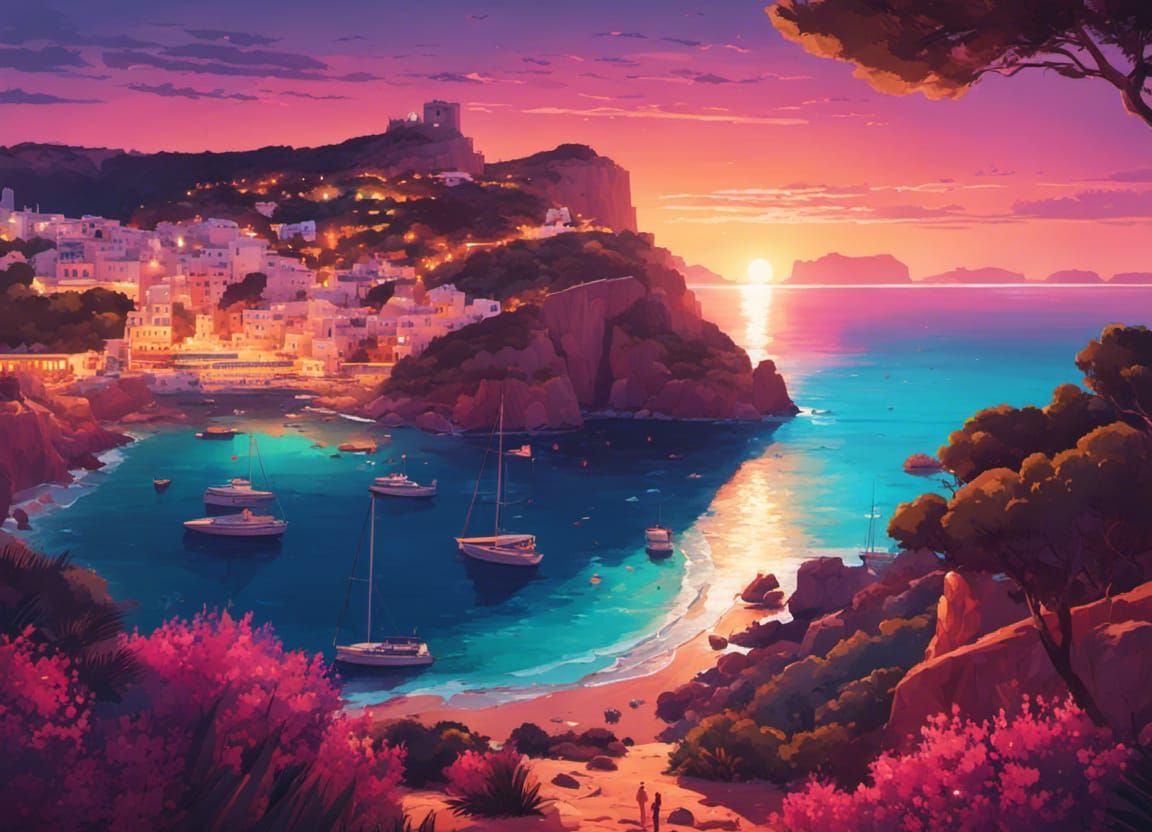 Ibiza, Spain at Sunset: Mediterranean Sea Scenery