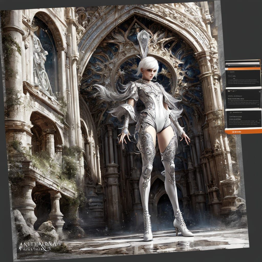 Elegant Warrior in Black and White Leotard