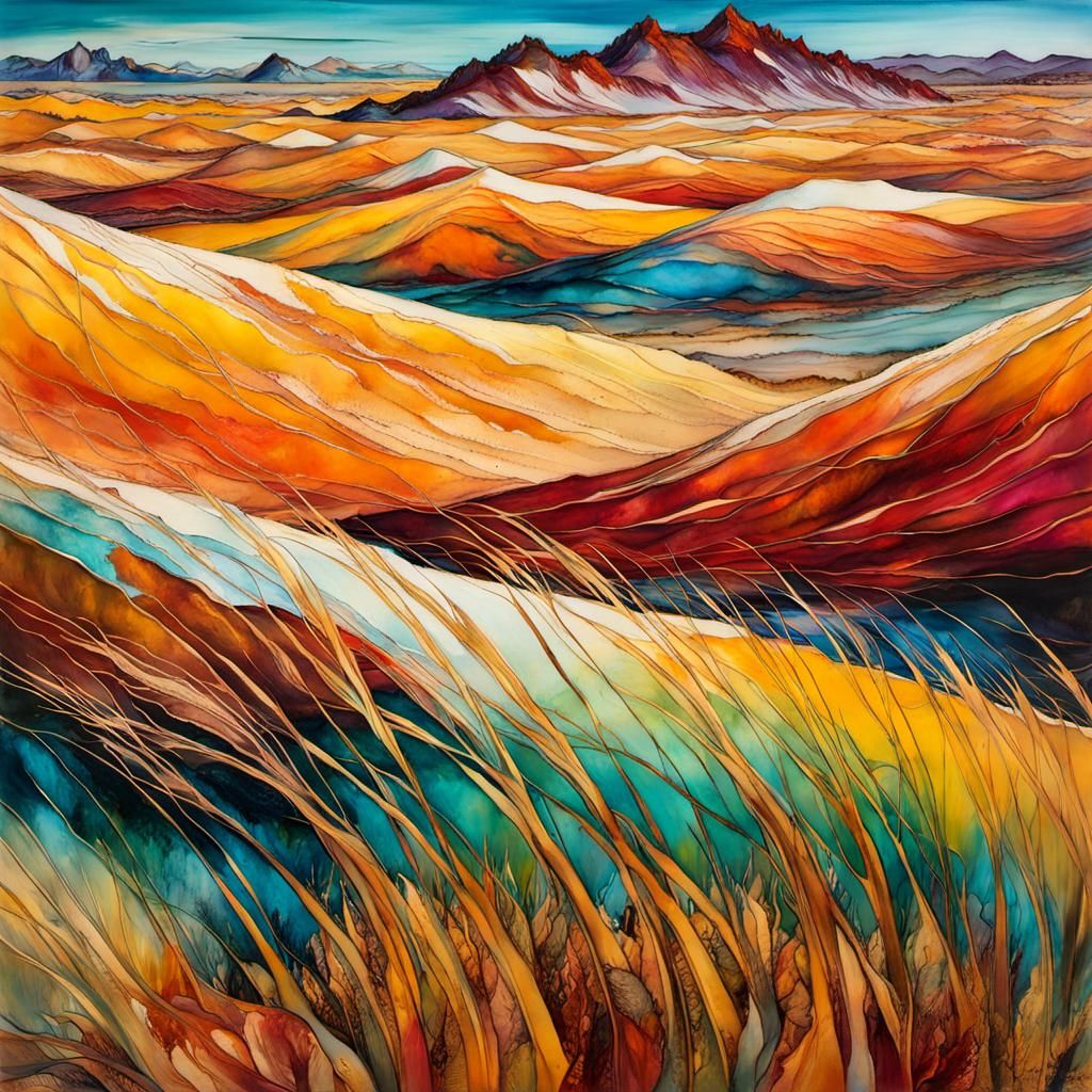 Encaustic Desert Dunes in Expressive Style