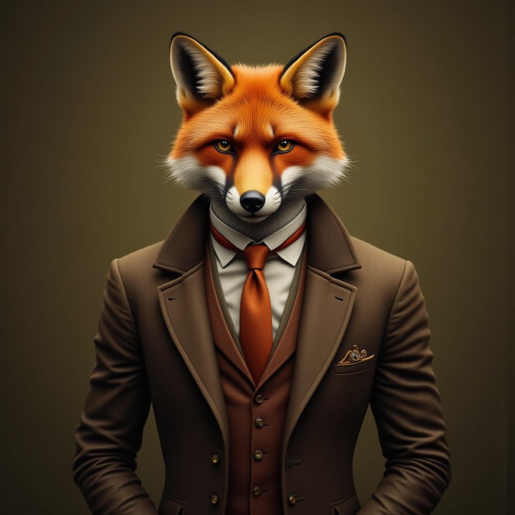 Anthropomorphic Fox Portrait in Painterly Style