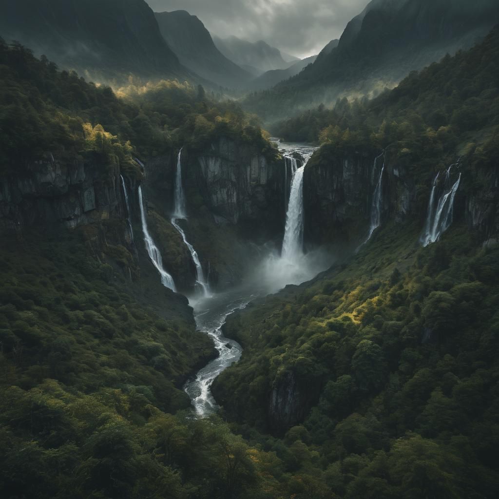 Epic Dramatic Landscape of Svaraland: Cinematic Film Still