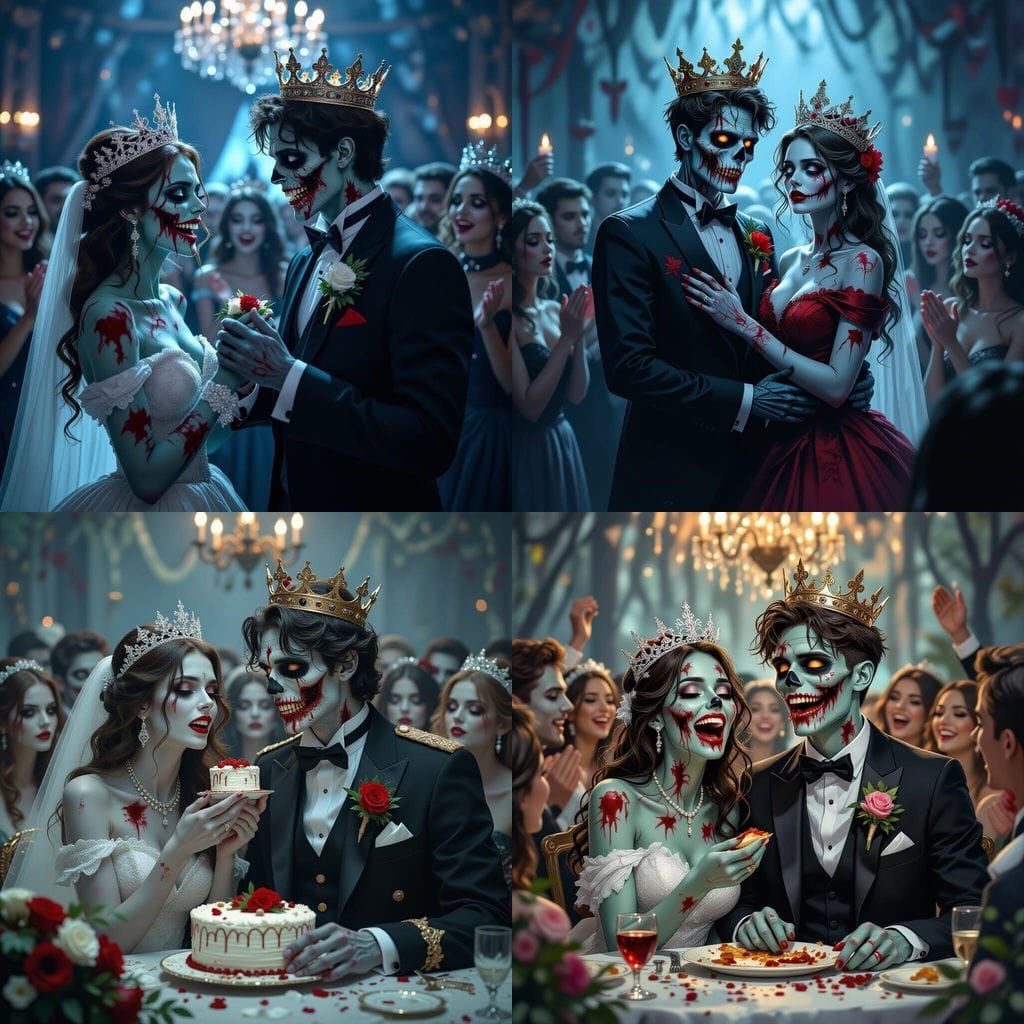 Zombie Prom King and Queen Celebrate with Undead Guests