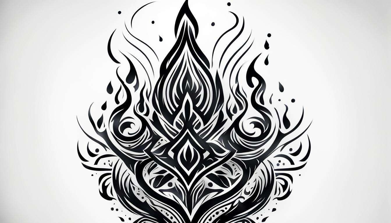 Retro Tattoo Art: Black Flame Set on White