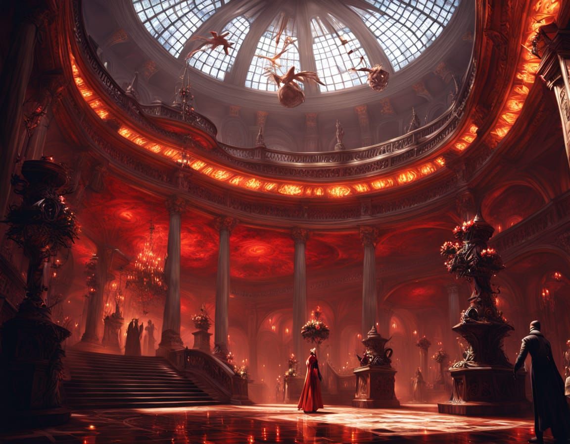 Gory Halloween Monsters Dancing in Ornate Ballroom