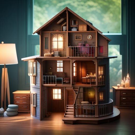 Gorgeous Dollhouse: 3D Pixar Render in Miniaturepunk Style