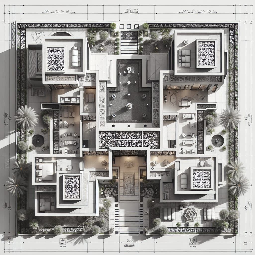 Modern Arab House Floor Plan with Courtyard