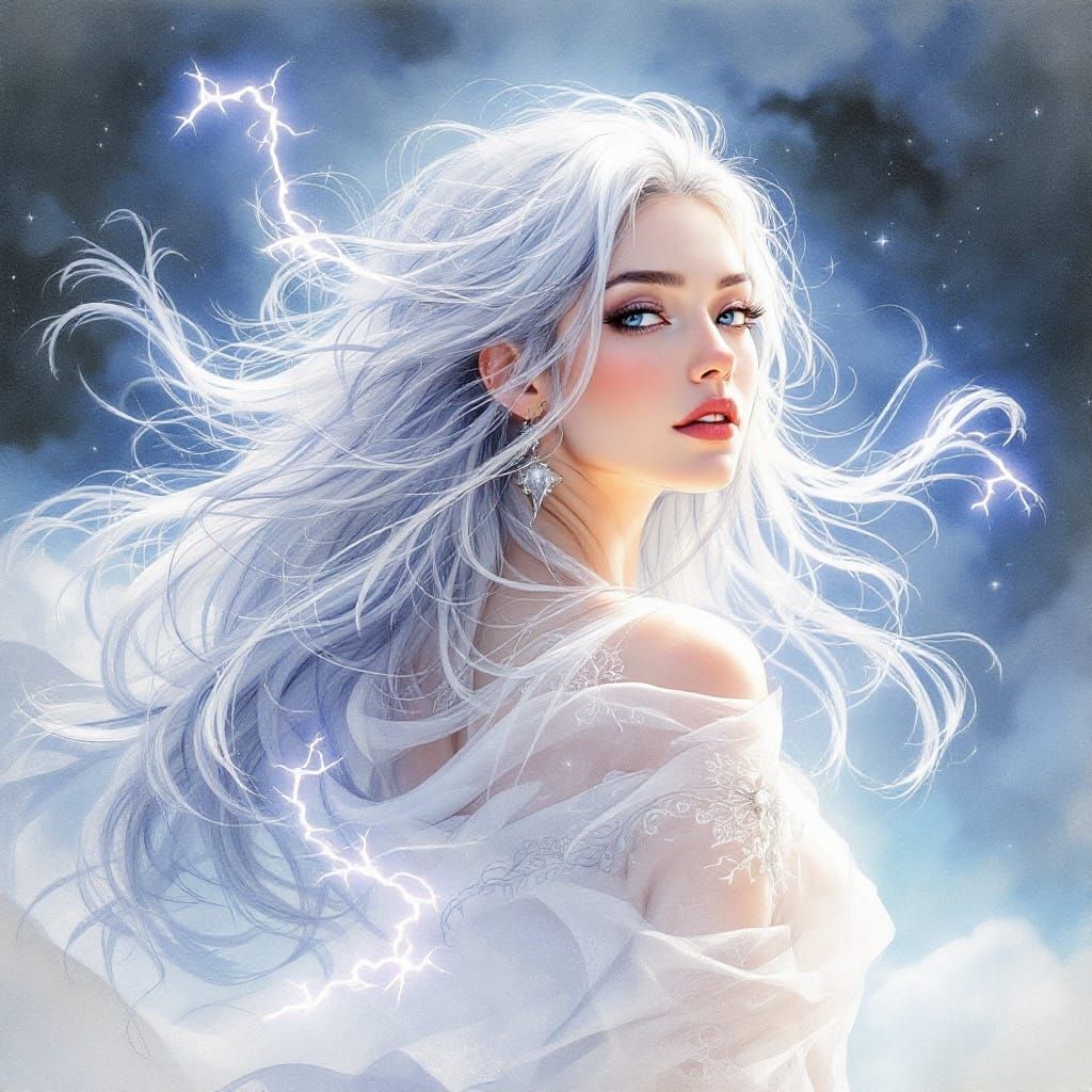 Ethereal Wind Whisperer Oracle in East Asian Ink Style