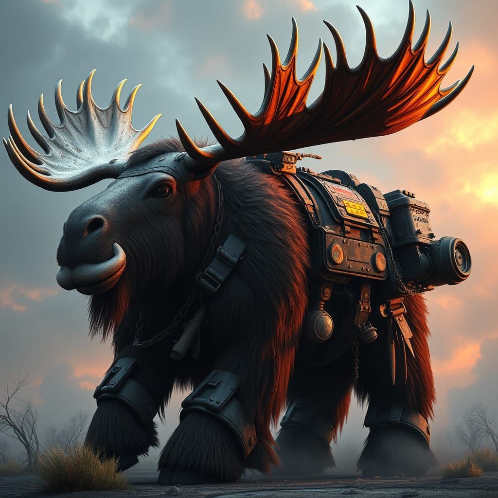 Gritty Post-Apocalyptic Rad Moose in Fallout Universe Style