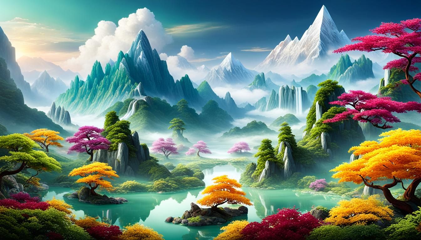 Jade Forest with Amethyst Mountains, Diamond Rivers and Citr...