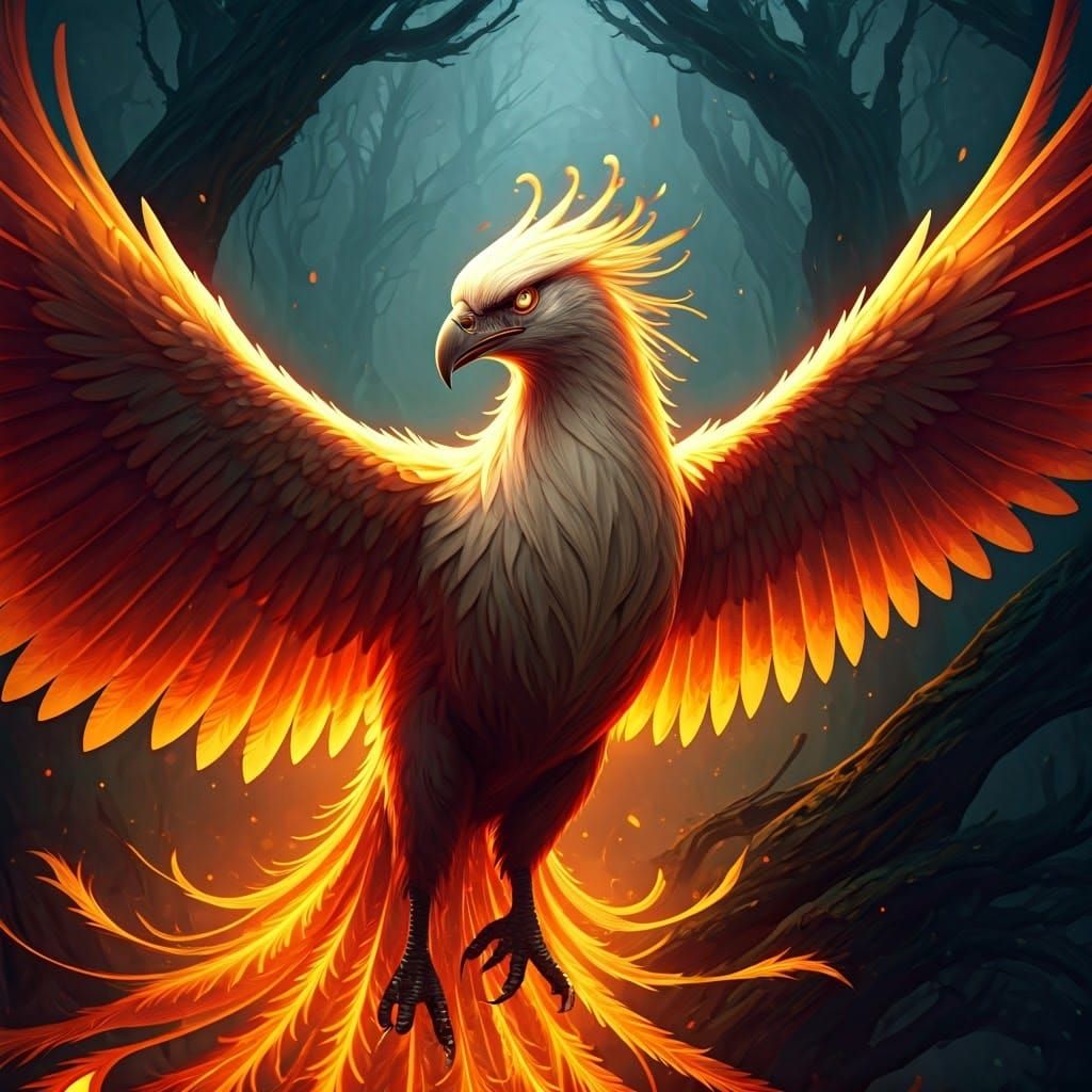 Blonde Phoenix Rising: Fantasy Concept Art
