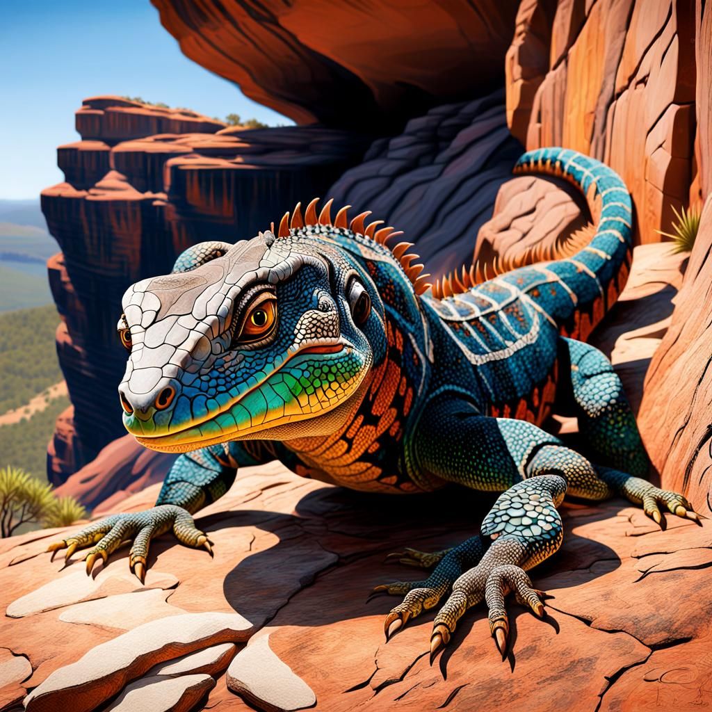 Goanna Lizard Near Aboriginal Rock Art