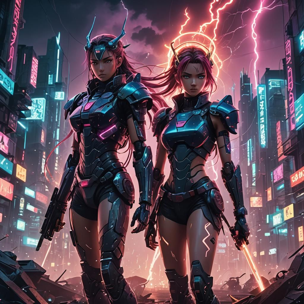 Cyberpunk Anime: Greek Heroes in Dystopian City