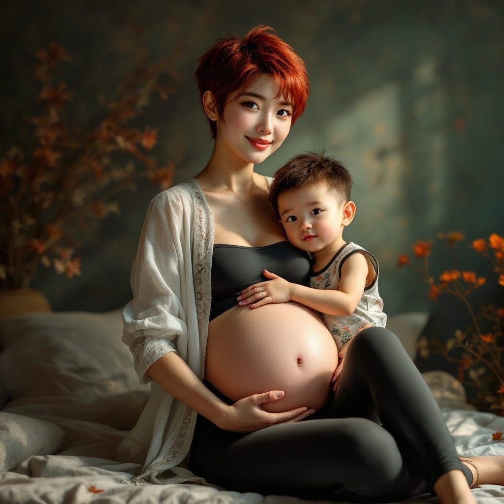 Bride-to-Be Poses with Young Son in Joyful Family Moment