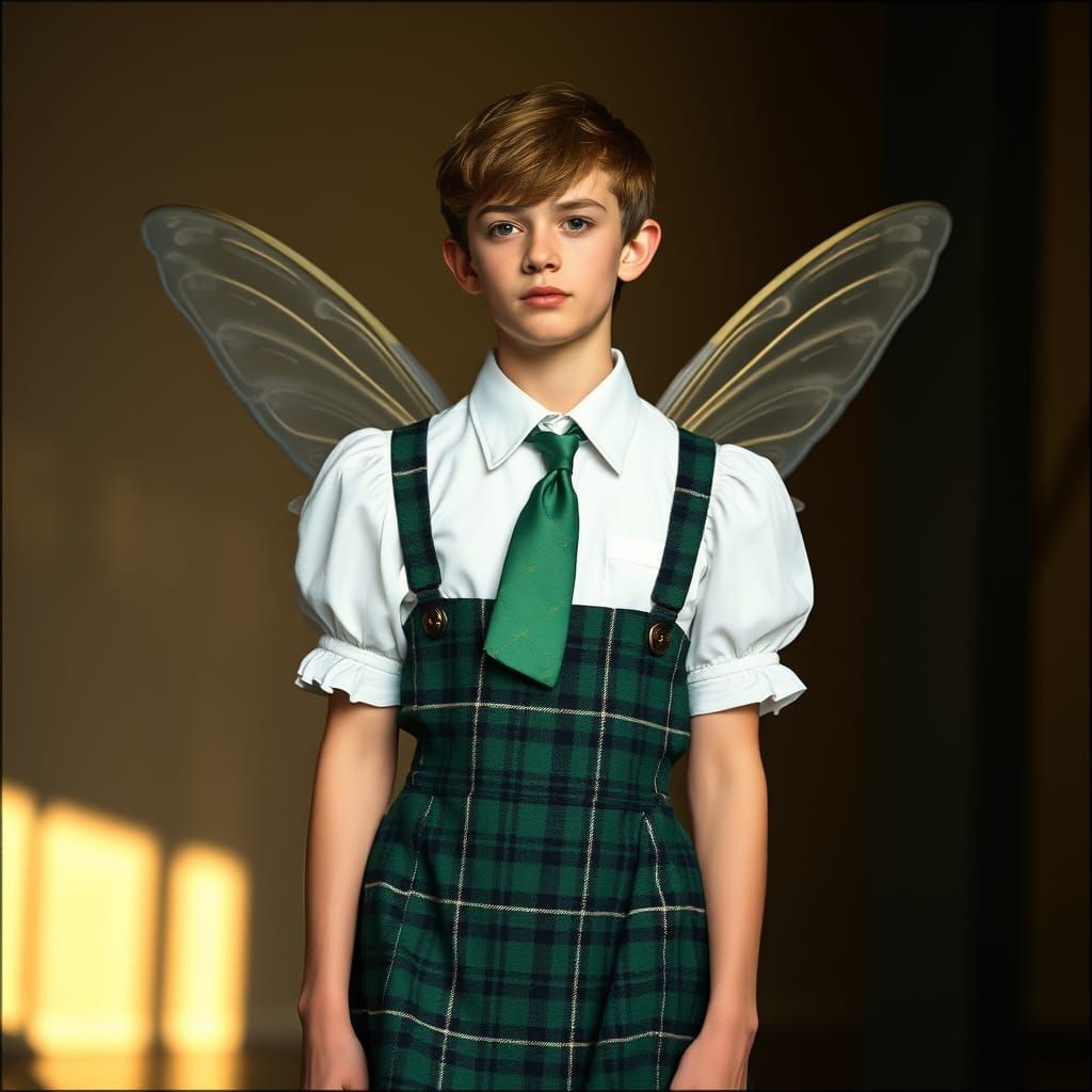 Ethereal Schoolboy Fairy in Vintage Film Style