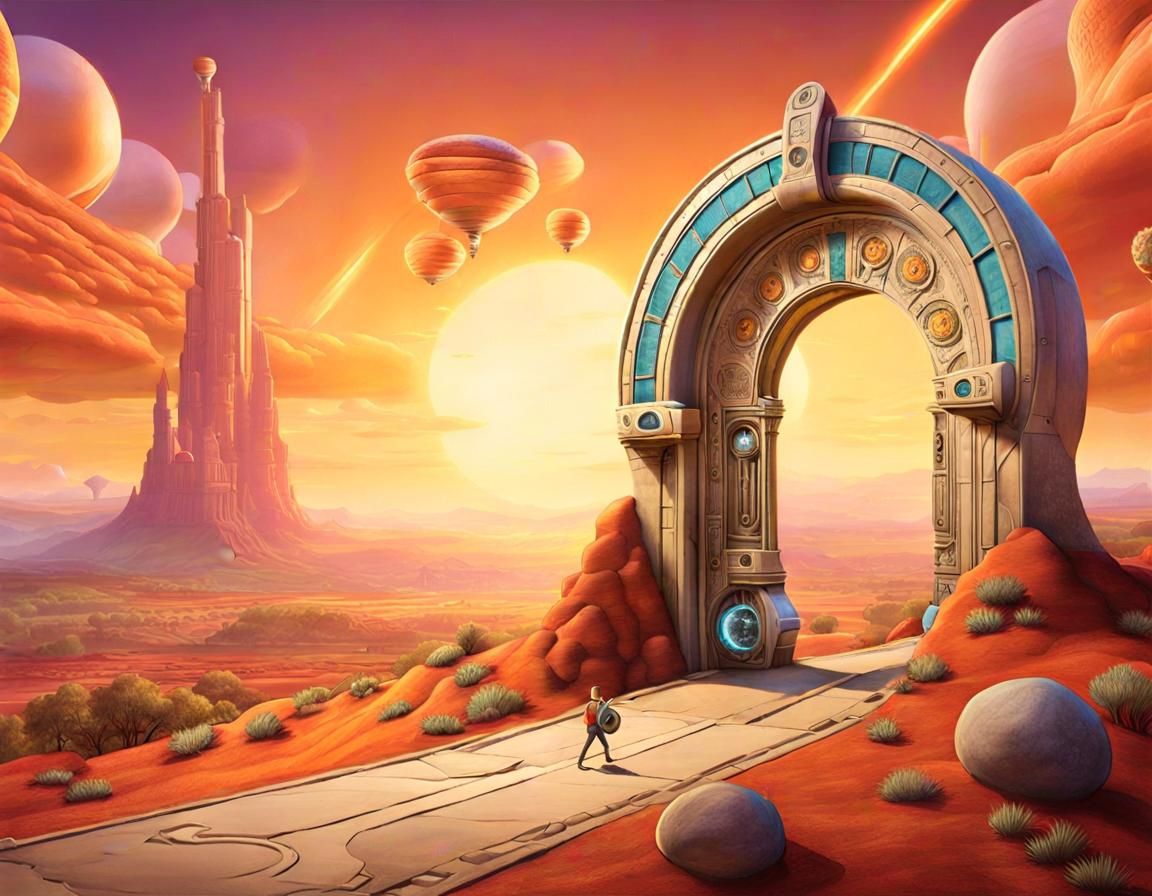 Epic Time-Traveling Portal as Surreal Digital Art