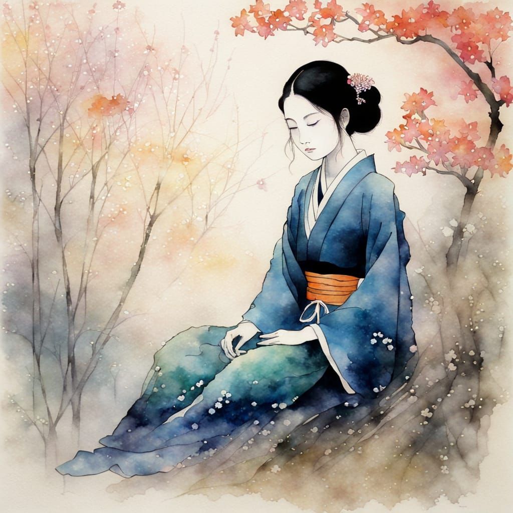 Ethereal Dawn Meditation in Japanese Minimalist Style