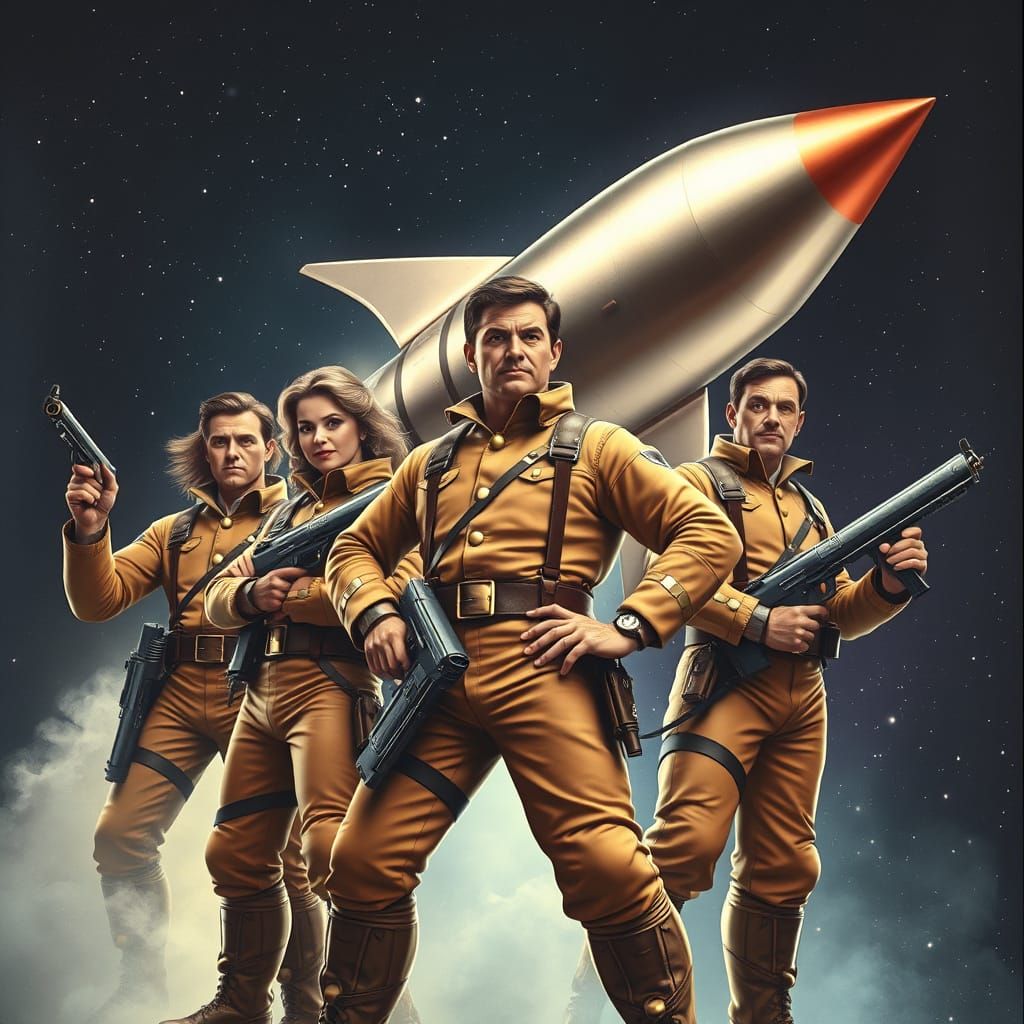 Retro-Futuristic Space Adventurers Stand Tall