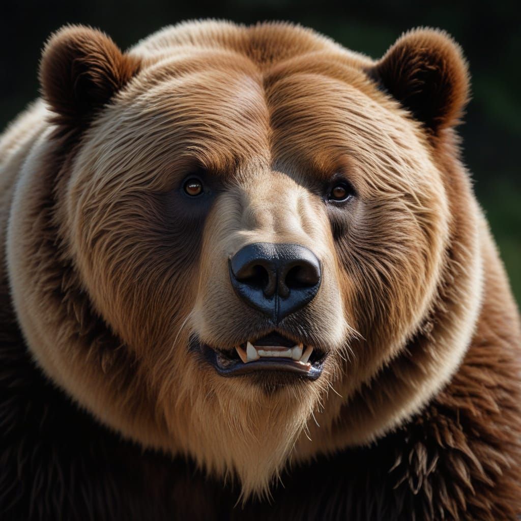 Majestic Brown Kodiak Bear in Deep Darkness