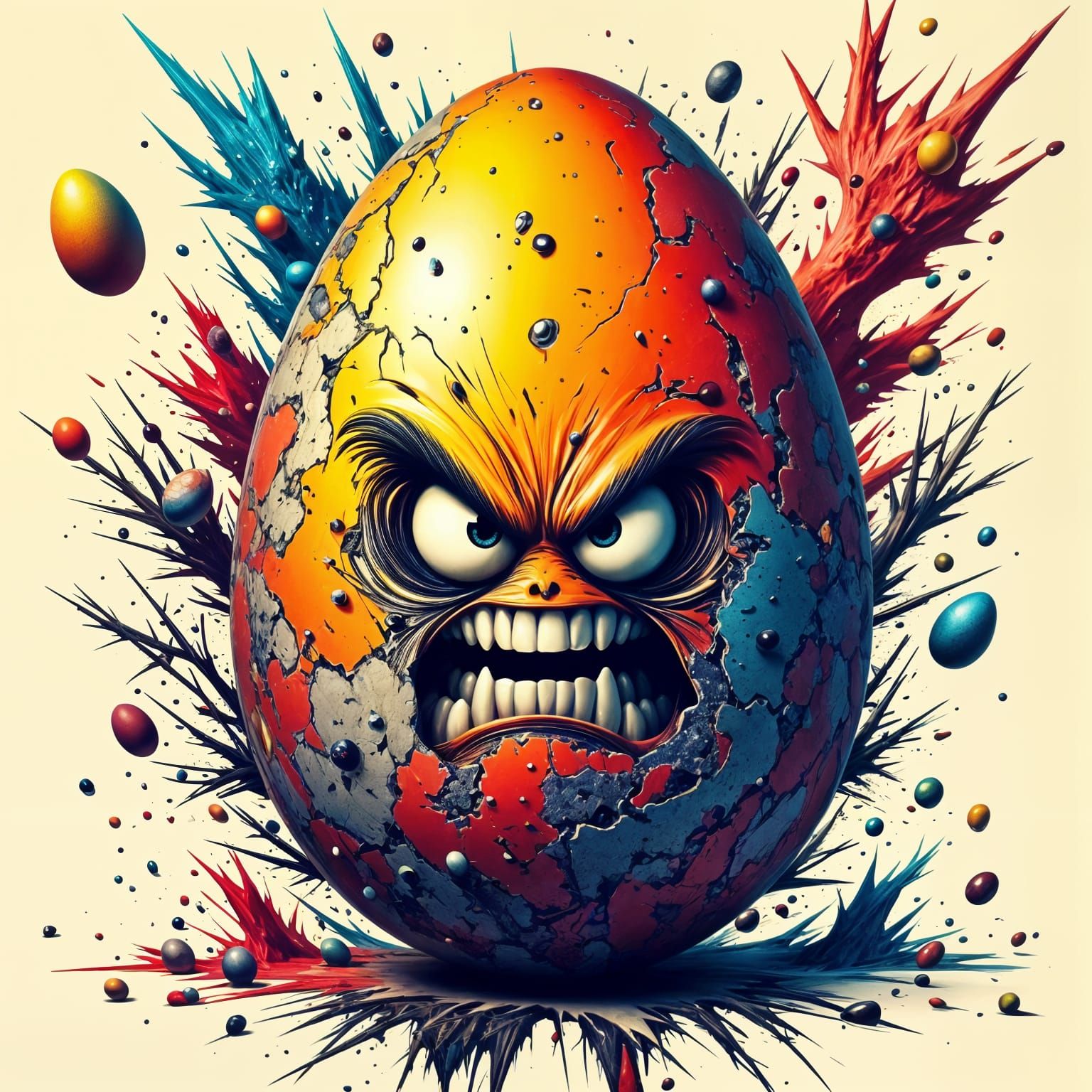 Vibrant Triadic Egg Design in Pop Art Style