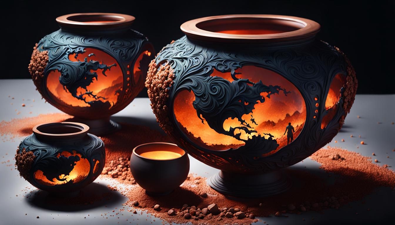 Earth Clay Pot in Erté Style