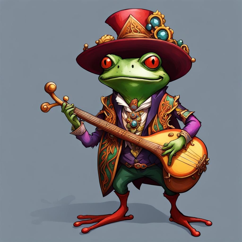 Grung Bard Folk Hero in Dark Fantasy Style