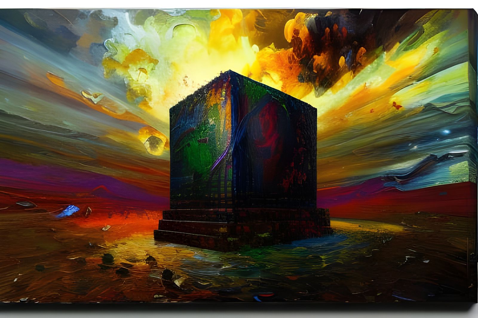 Horrific Giant Cube in Expressionist Style
