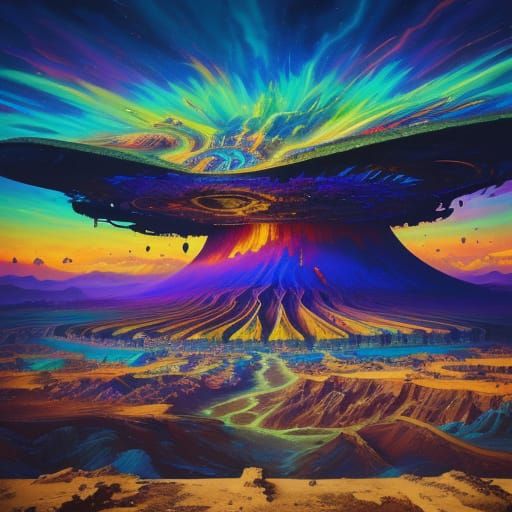 Alien Mural Digital Matte Painting in Vibrant Oil Style