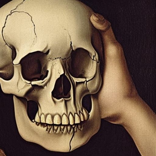 Hamlet Holds Yorick's Skull: Baroque Painting